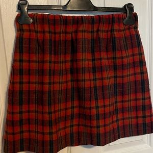 J Crew elastic waist wool plaid flared mini